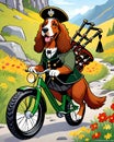 Bagpipes irish setter fat tire bike trail