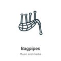 Bagpipes outline vector icon. Thin line black bagpipes icon, flat vector simple element illustration from editable music concept