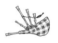 Bagpipes sketch engraving vector illustration