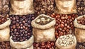 Bags of Coffee Beans Royalty Free Stock Photo