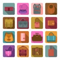 Bags colored flat icons set Royalty Free Stock Photo