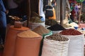 Bags of colorful herbs, spices, dried peppers in Addis Ababa