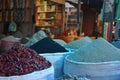 Bags of colorful herbs, spices, dried peppers in Addis Ababa