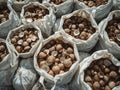 Bags Full of Tucuma Shells, a Sustainable and Versatile Material From the Amazon. Royalty Free Stock Photo