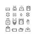 Bags icons. women bags icons, bags shop icons.