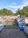 Bags of pebbles and stone chippings. Garden centre.