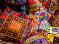 Bags and pillows on the flea market in Rishikesh Royalty Free Stock Photo