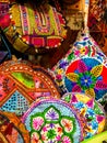 Bags and pillows on the flea market in Rishikesh Royalty Free Stock Photo