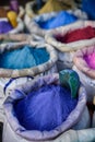 Bags with powder for paint, Chefchaouen. Morocco