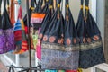 Africa styl souvenir Bags hanging at a shop in Diani Beach, Kenya Royalty Free Stock Photo