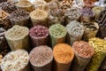 Bags of spices in a market stall