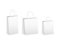 Bags for things and purchases mockup. White long wide package with twisted handles convenient cardboard container for