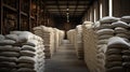 bags warehouse Cement Factory Royalty Free Stock Photo