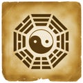 Bagua Yin Yang symbol aged paper Royalty Free Stock Photo