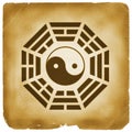 Bagua Yin Yang symbol vintage style Royalty Free Stock Photo