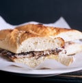 Baguet sandwich with beef and mayonnaise Royalty Free Stock Photo