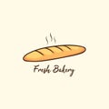 Baguette Bakery and Dessert Logo, Sign, Icon, Emblem, Flat Vector Design