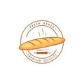 Baguette Bakery and Dessert Logo, Sign, Icon, Emblem, Flat Vector Design