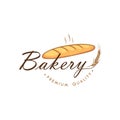 Baguette Bakery and Dessert Logo, Sign, Icon, Emblem, Flat Vector Design