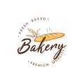 Baguette Bakery and Dessert Logo, Sign, Icon, Emblem, Flat Vector Design