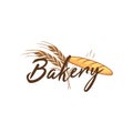 Baguette Bakery and Dessert Logo, Sign, Icon, Emblem, Flat Vector Design