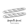 Baguette bread outline