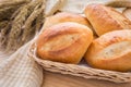 Baguette or bread in wicker basket Royalty Free Stock Photo