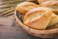 Baguette or bread in wicker basket Royalty Free Stock Photo