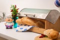 Baguette, lying in a breadbox Royalty Free Stock Photo