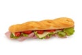 Baguette sandwich with ham, cheese and tomato Royalty Free Stock Photo