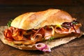 Baguette sandwich with ham and onion Royalty Free Stock Photo