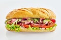 Baguette sandwich with roast beef and vegetables Royalty Free Stock Photo