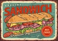 Baguette sandwich vintage flyer colorful