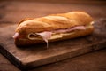 Baguette sandwiches on rustic table Royalty Free Stock Photo