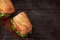 Baguette Sandwiches on the table Royalty Free Stock Photo