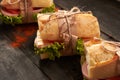 Baguette Sandwiches on the table Royalty Free Stock Photo