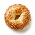 Authentic Bagel With Sesame Seeds On Gray And Amber Background