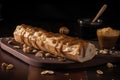 baguette with slathered of creamy, flavorful peanut butter