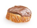 Baguette slice spread with nut-choco paste Royalty Free Stock Photo