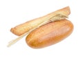 Baguette, wheat bread and bundle of wheat ears