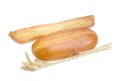 Baguette, wheat bread and bundle of wheat ears