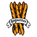 Baguettes illustration on white background