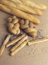 Baguettes and rolls still life Royalty Free Stock Photo