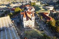 Baguio City, Philippines - Aerial of Our Lady of the Atonement Cathedral or Baguio Cathedral and the surrounding