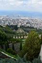 View of the Bahai Gardens in Haifa city in Israel