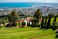 Bahai Gardens on Mt Carmel overlooking Haifa and the Mediterranean Royalty Free Stock Photo