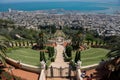 Bahai Gardens on Mt Carmel overlooking Haifa and the Mediterranean Royalty Free Stock Photo