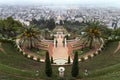 Bahai gardens and temple on the slopes of the Carmel Mountain and view of the Mediterranean Sea and bay of Haifa city in autumn Royalty Free Stock Photo