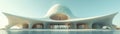 Bahai House of Worship Dome Rising into Soft Skies The temples form blurs upward Royalty Free Stock Photo