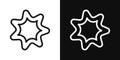 Bahai icon set. nine pointed baha vector symbol. persian star sign in black filled and outlined style